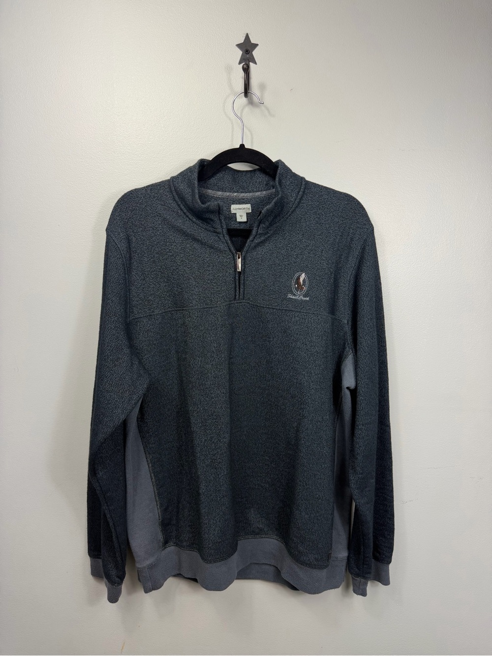 Ashworth Mens Quarter Zip Pullover Sweater Gray Heather Golf Long Sleeve Active